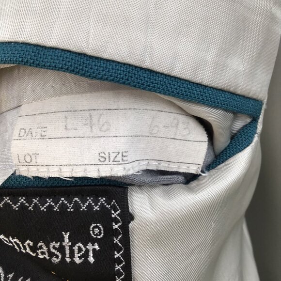 Vintage 46L Men's Teal Blue Blazer Jacket Vented Single Breasted Fully Lined - Picture 12 of 13